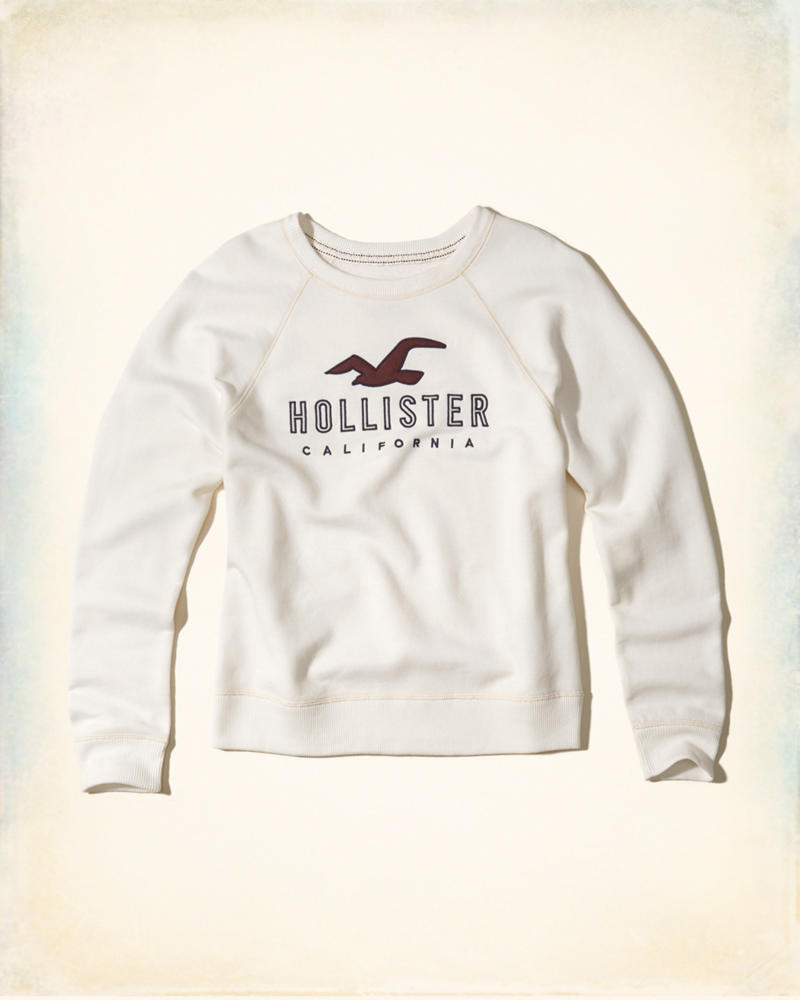 Felpa Hollister Donna Graphic Crewneck Bianche Italia (995VOXLK)